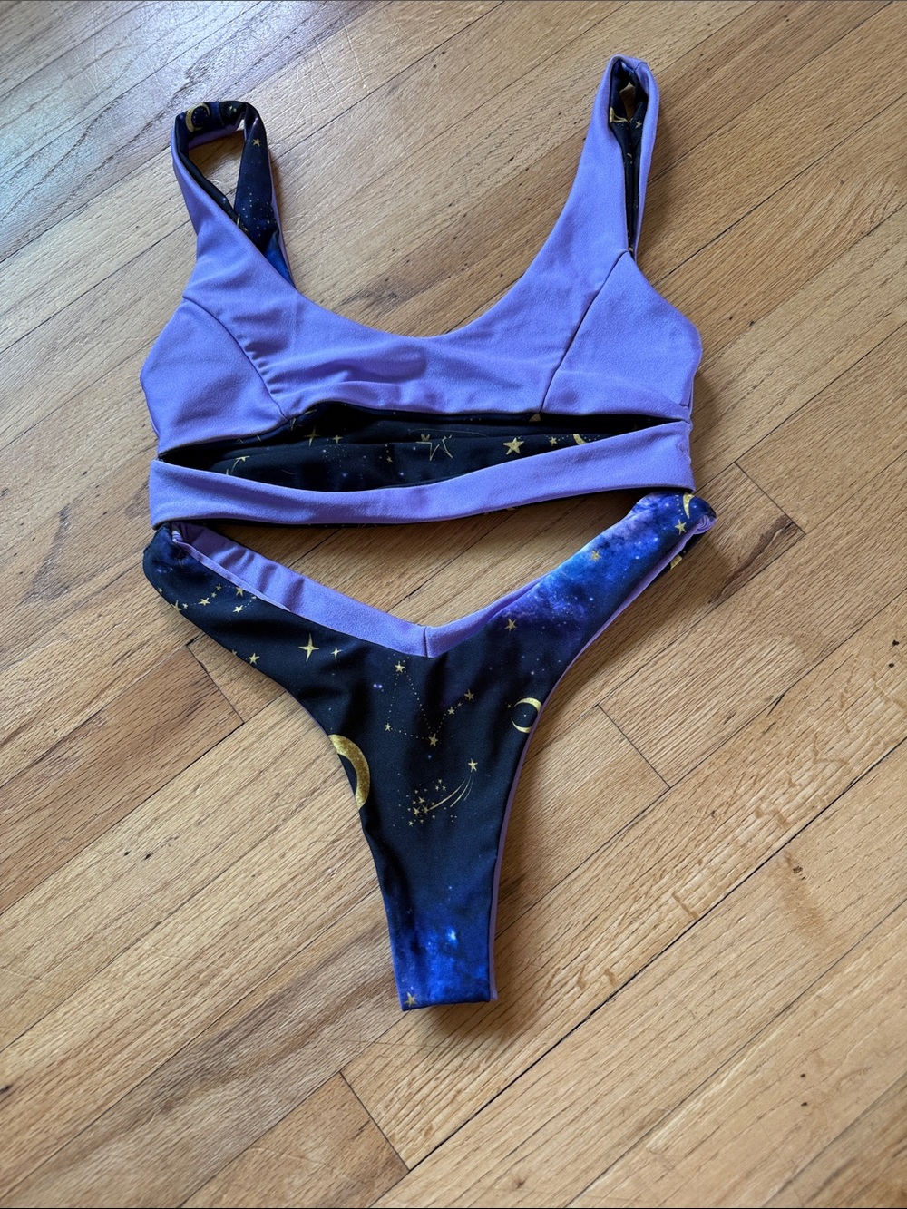 REVERSIBLE Lavender & Celestial Print Bikini Set
